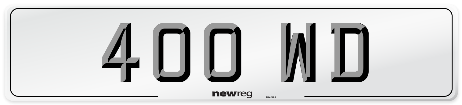400 WD Number Plate from New Reg